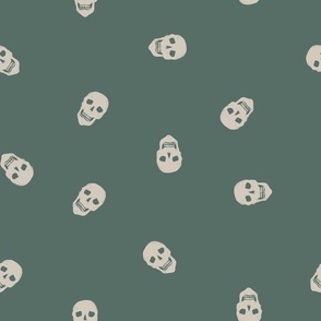 Minimalist + Modern Gothic Skulls in Clay + Dark Mossy Green