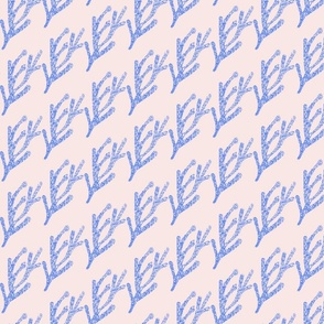 Fourth of July Summer Coral Pattern in Blue on Light Pink