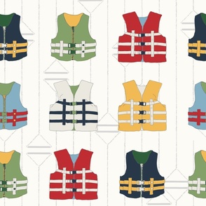 Primary Color Life Vests | Bright Red, Yellow, Navy, Green & White