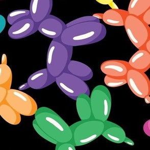 Colorful balloon dogs, balloon animals large scale black WB24