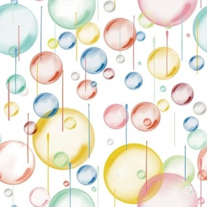 Paint_Drips_And_Colored_Bubbles_On_White_