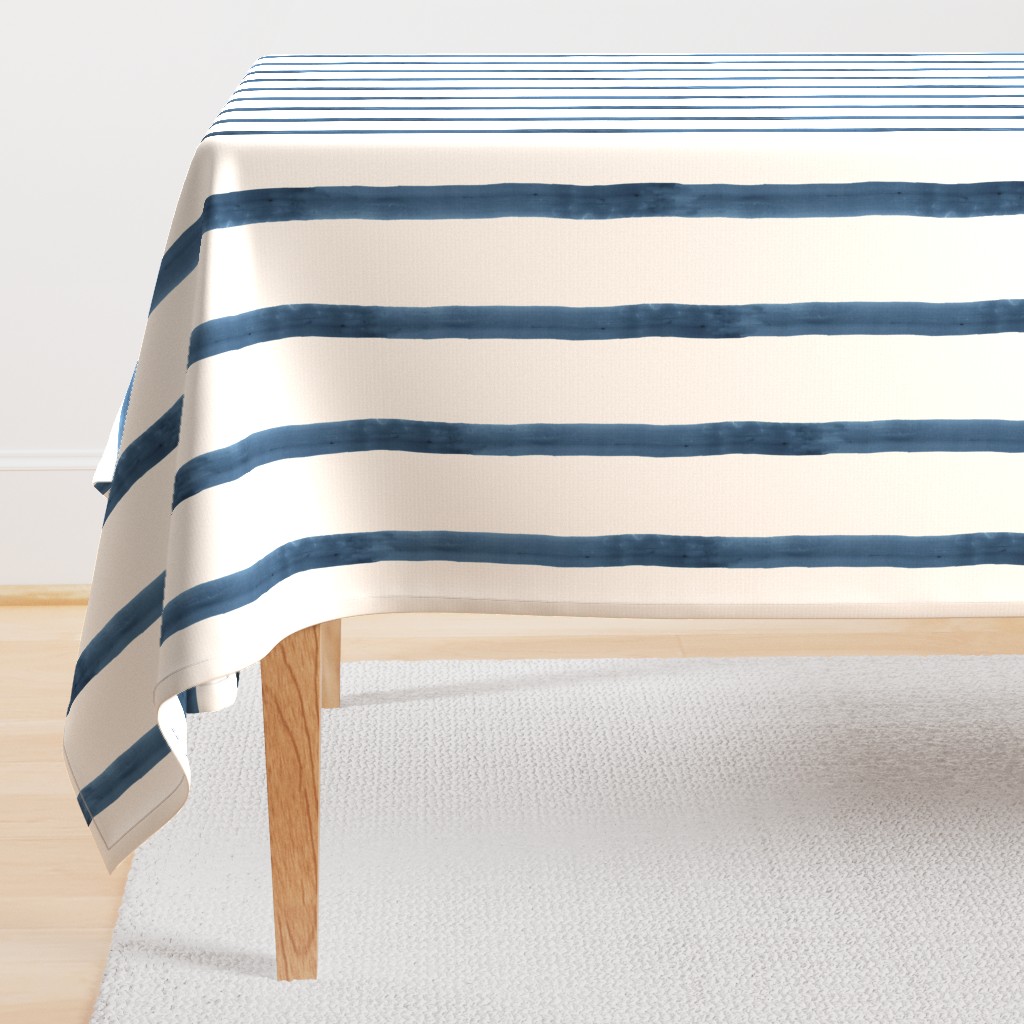 Small Watercolor stripes in ecru and navy