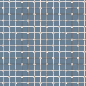 (M) Nautical window pane check and sailing knots denim blue