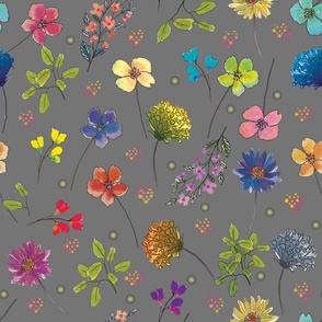 Watercolor wild florals 05 - Mid Grey