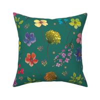 Watercolor wild florals 06-Dark teal