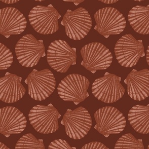 Medium | Coastal chic sea shells earthy warm dark red