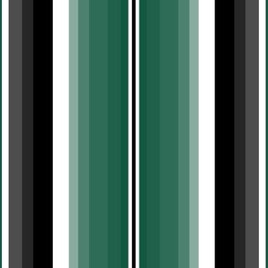 Medium Gradient Stripe Vertical in dark green 125740, black 000000, white ffffff Team colors School Spirit