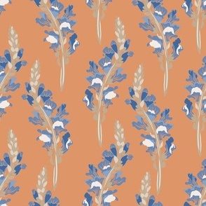larkspur orange and blue country meadow medium scale