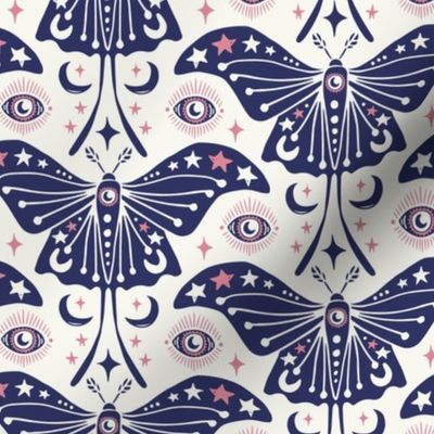 Luna Moth  - Mystical Ivory Blue Pink Regular