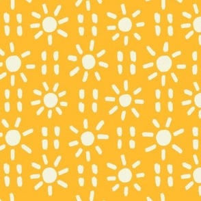 SUN & DASH | 12" | Sunny Chic: Minimalist Hand-drawn suns and dashes in bright, sunshine yellow