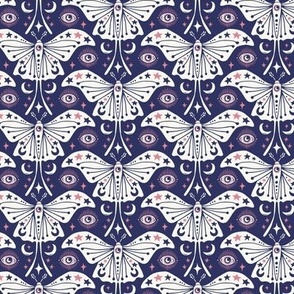 Luna Moth  - Mystical Blue Ivory Pink Small