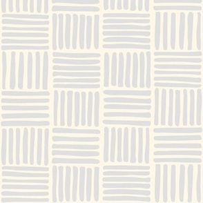 Basket Weave Checkerboard - Freehand Lines in Light Gray on Cream - Simple Geometric Neutral Checker