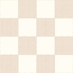 2" Textured Checkerboard Blender - Beige and Cream - Large Scale - Traditional Checker Pattern with Organic Edges and Linen Texture