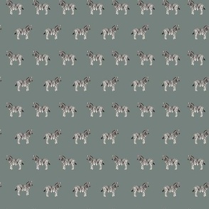 Hand Painted Zebras In Rows On Sage Green Medium 