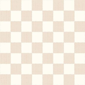 1" Textured Checkerboard Blender - Beige and Cream - Small Scale - Traditional Checker Pattern with Organic Edges and Linen Texture
