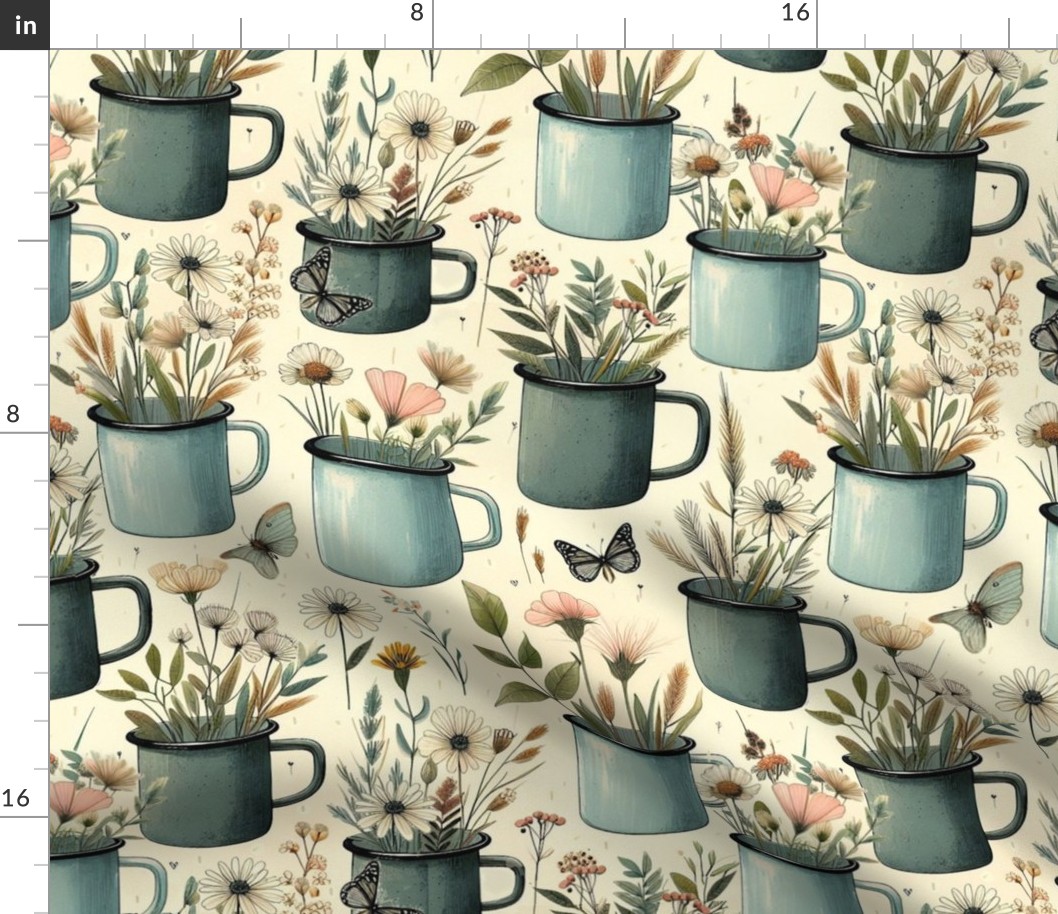 Enamel Mugs And Wild Plants