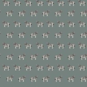 Hand Painted Zebras in Rows On Sage Green Small