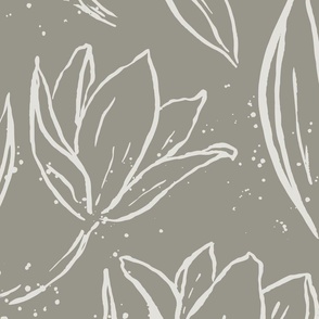 Spring Tulips Taupe and Cream Large Scale Floral