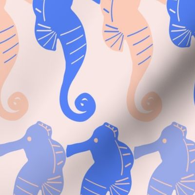 Seahorse Parade in Blue and Pink