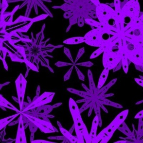 Throwing Stars Neon Purple on Black Jumbo