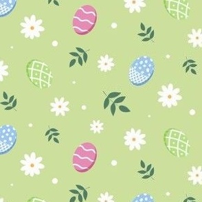 Easter eggs on a soft green background - small scale