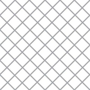 Diagonal grid - Diamond thick outlines gray on white 4''
