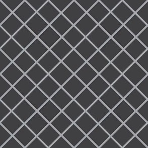 Diagonal grid - Diamond thick outlines gray on dark gray 4''