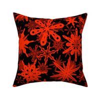 Throwing Stars Neon Orange on Black Jumbo