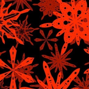 Throwing Stars Neon Orange on Black Jumbo