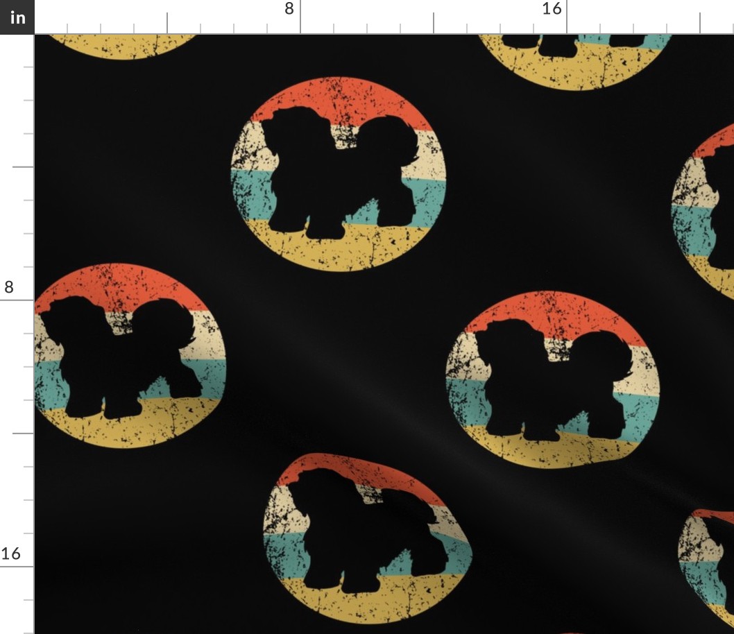 Retro Havanese Dog Breed Icon Repeating Pattern Black