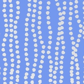 Wavy Coastal Polka Dot Stripes - Cream White on Blue