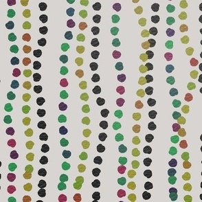 Wavy Polka Dot Stripes - Multi Color on Cream