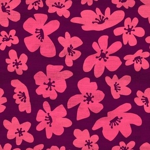 Berry Blossoms Pink on Royal Purple Background
