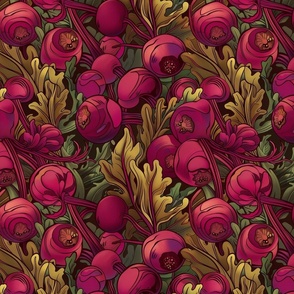 art nouveau beet botanical in red