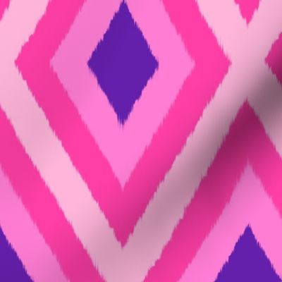 (S) Ikat Diamonds - Pink and Purple Geometric Design  