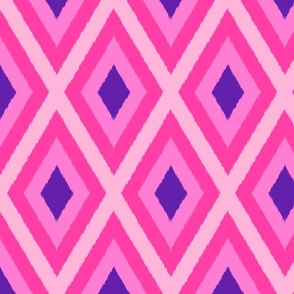 (S) Ikat Diamonds - Pink and Purple Geometric Design  