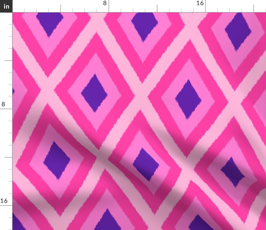 (S) Ikat Diamonds - Pink and Purple Geometric Design  