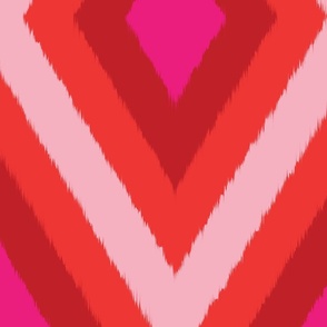 (L) Ikat Diamonds - Pink and Coral Geometric Design  V2