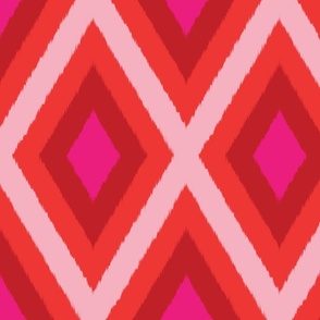 (M) Ikat Diamonds - Pink and Coral Geometric Design  V2