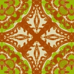 Verde & Brandy Tile Essence: Spanish-Inspired Vintage Pattern, Small 