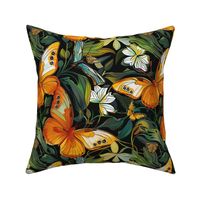 art nouveau orange gold butterfly botanical