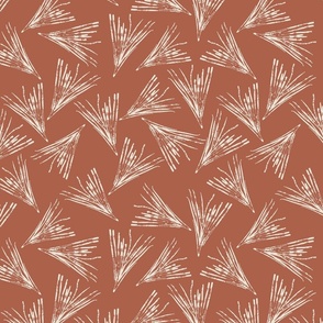 (S) Hand-Drawn Sand Pine Needles Tossed on a Warm Red Clay Background