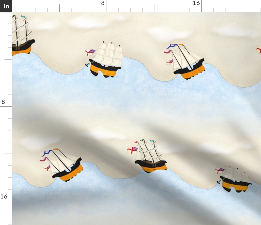 Ships  on the Rolling Sea (large scale)
