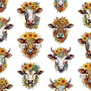 Smaller Boho Cows and Sunflowers