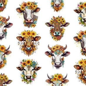 Bigger Boho Cows and Sunflowers