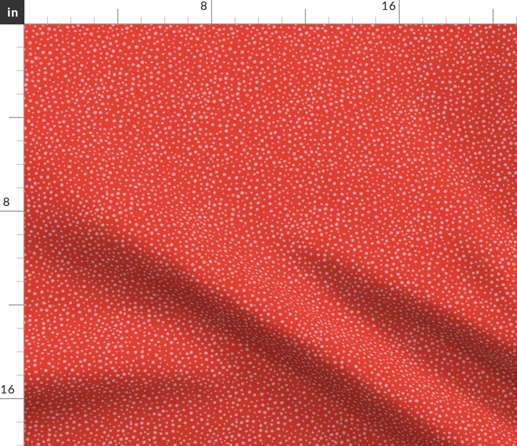 S|Geometric irregular light rose speckled polka dots on coral red