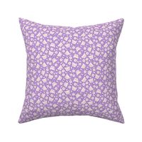 ditsy kitty small cute cat kitten face tiny garden floral two color violet purple blender coordinate simple flower hand drawn child bedding fun accessories
