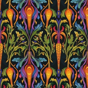 art nouveau carrots in green and orange