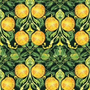 art nouveau citrus orange 