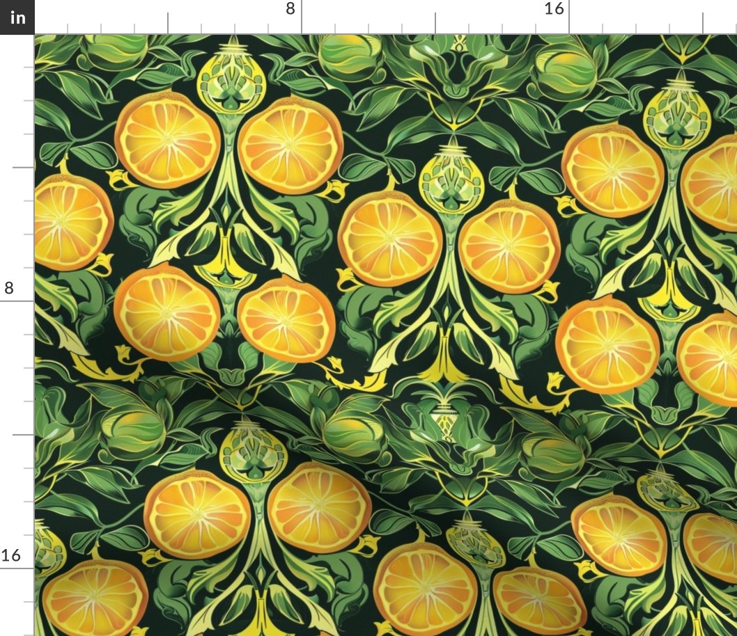 art nouveau citrus orange 